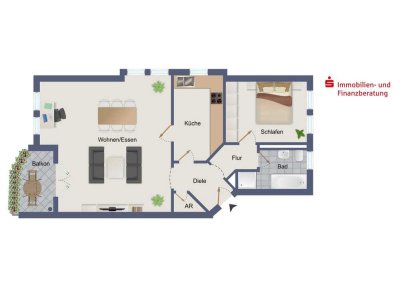 Attraktive 2-Zimmer-Wohnung mit Balkon in ruhiger Lage - Ottweiler