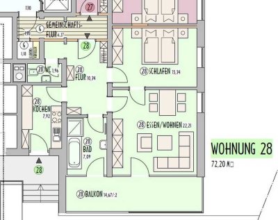 Moderne 2,5-Zimmer EG-Wohnung mit EBK, Balkon, WC, Kellerabteil in Wassertrüdingen