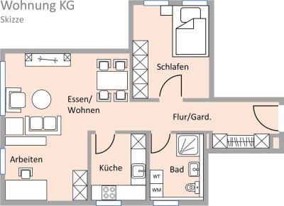 2-Zimmer-Souterrain-Wohnung