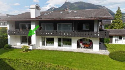 2- Zimmer, Terrasse, Alpspitzblick – und das Ganze ruhig und mitten im Ort!