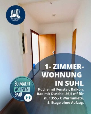 1-Zimmer-Wohnung mit Balkon, Küche mit Fenster, Bad mit Dusche