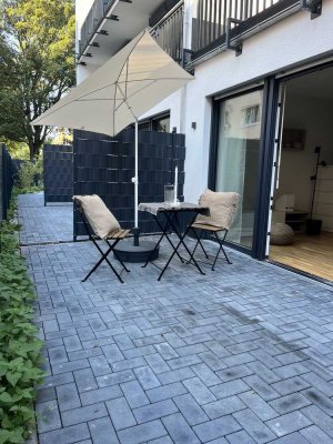 Neubau voll möbliert! Lichtdurchflutete 1-Zimmer-Wohnung mit sonniger Terrasse!