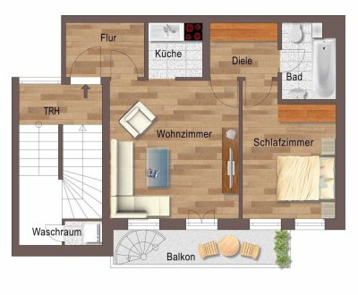 Ruhe-Oase am Körnerplatz im Hinterhaus mit Balkon!