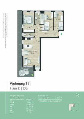 E11 - Modernes, 4 Zimmer Penthouse mit Dachterrasse und offenem Wohn-/Essbereich, Aufzug uvm.