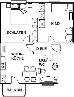 Helle 2-Zimmer-Wohnung in ruhiger Lage