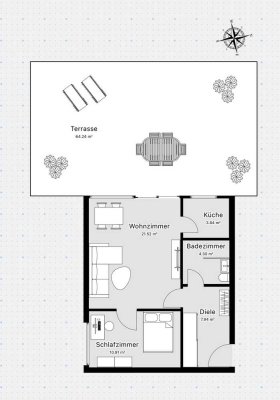 Erstbezug! Helle 2-Zi. Whg. mit EBK und großer Dachterrasse mit Blick ins Grüne - Weßling
