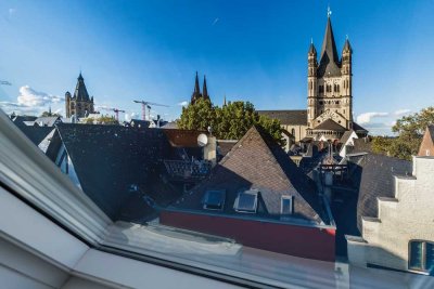 Erstbezug des Penthouses über 2 Ebenen im KfW-Effizienzhaus Denkmal im Martinsviertel nahe Rhein