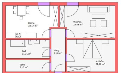 Gepflegte 3‑Zimmer Dachgeschosswohnung mit Balkon in Haselbach