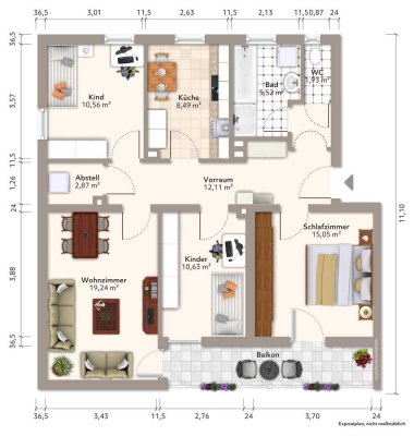 Schöne 4 Zimmer Wohnung mit Balkon und Einzelgarage