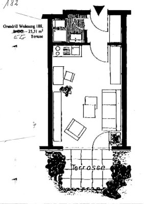 1-Zimmer-Wohnung, Einbauküche und PKW-Stellplatz