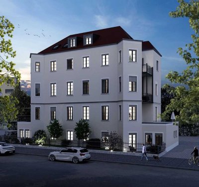 Luxuriöse 3-ZKB Penthouse-Wohnung am Schäfflerbach mit Blick über die Dächer von Augsburg