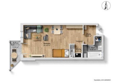 Schöne 1-Zimmer-Wohnung mit Balkon in Peißenberg