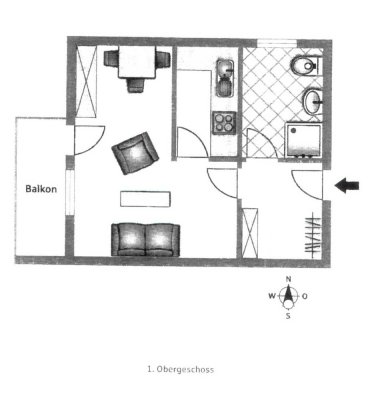 Komplett ausgestattete, neu renovierte 1-Zimmer-Wohnung mit Westbalkon – ab 01.01.
