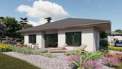 Bungalow m. Luft-Wasser-Wärmepumpe, FBH, Tondachziegel, Grundriss veränderbar usw., Preis inkl. Grd.