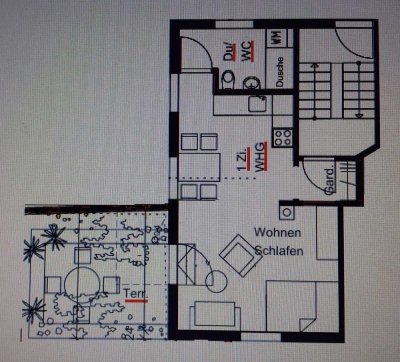 1-Zimmer Wohnung mit Balkon in Fellbach für eine Person