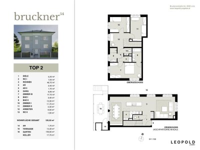 ERSTBEZUG! 4-ZIMMER-Gartenwohnung mit Balkon in Linz - BRUCKNER 54/ Top 2