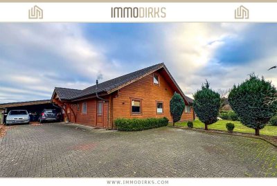 Südbrookmerland:
Großzügiges Holzhaus mit unverbaubarem Feldblick, Teichanlage & offenem Wohnbereic