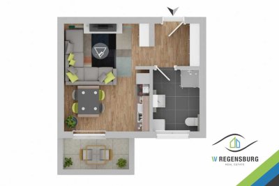 Neu! Geräumiges 1-Zi-Appartement mit Einbauküche, Balkon und Stellplatz