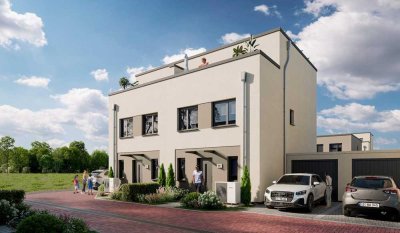 Doppelhaushälfte mit Dachstudio, Dachterrasse und Garage