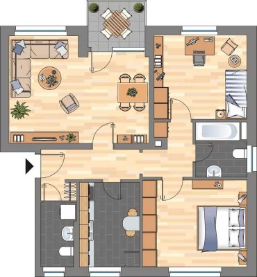 Renovierte 3-ZKB-Erdgeschosswohnung mit Balkon in Heppens zu vermieten!