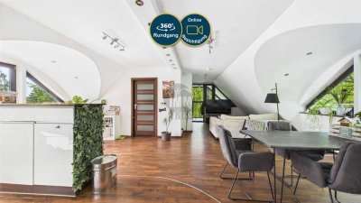 Lichtdurchflutete DG Wohnung mit Wintergarten, Echtholzparkett, 2 Dachterrassen & offener Küche
