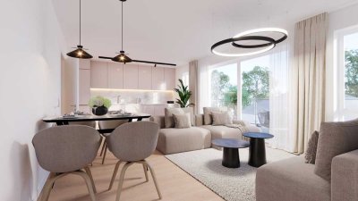 Energieeffiziente, Barrierefreie 3-Zimmer Neubauwohnung mit Balkon & Garten