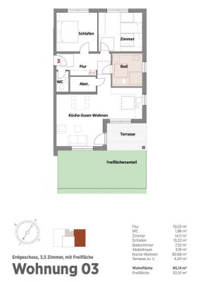 *Erstbezug* - 3,5 Zimmer mit Gartenanteil