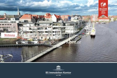 Wohnen am Wasser! Exklusive EG-Wohnung über zwei Etagen mit luxuriöser Ausstattung, PKW-Stellplatz!