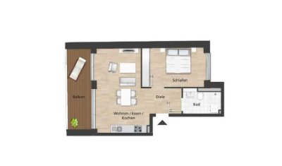 NEUBAU/ERSTBEZUG: Lichtdurchflutete 2-Zimmer-Wohnung inkl. Einbauküche & Loggia im Lagardé-Quartier