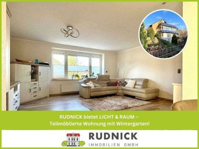 RUDNICK bietet LICHT & RAUM – Teilmöblierte Wohnung mit Wintergarten!