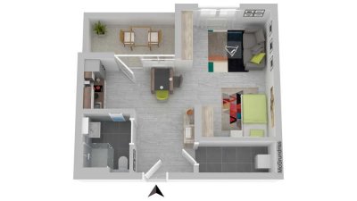 Top! Helle und ruhige Seniorenwohnung zu vermieten - 1-Zimmer, 4. OG