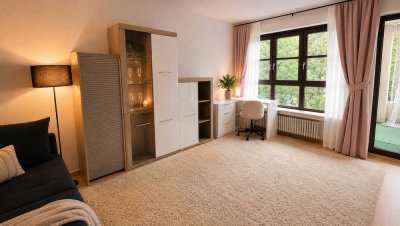 1,5-Zimmer (47qm²) in 2,5-Zimmer-Wohnung nahe Uni/Messe mit XXL-Balkon (1  Zimmer vermietet Fr-So)