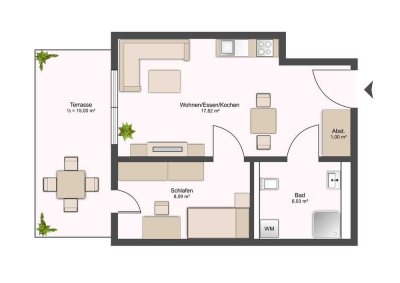 Erstbezug - 2-Zimmer-Wohnung mit Gartenanteil - Nr. 2