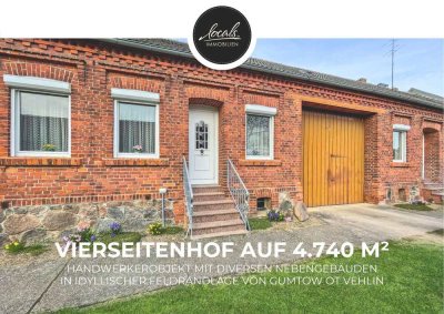 Großer Vierseitenhof: 4.740 m² Grundstück + private Pferdehaltung möglich + ruhige Feldrandlage