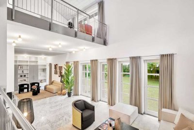 Viel Raum und Privatsphäre für Individualisten: Ensemble aus Haupt- und Gästehaus mit Traumgarten