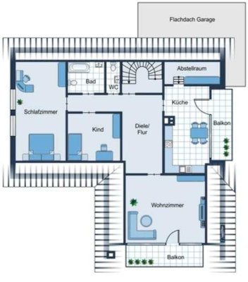 Helle 3-Zimmer Dachgeschosswohnung mit Balkon in Wildberg
