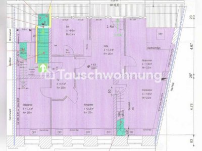 Tauschwohnung: 5 Zi. DG-Maisonette - 4 Zi.+WB/DB im 2.OG und 1 Zi.+DB im Dach