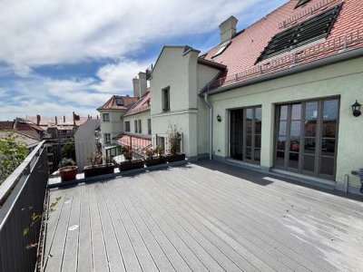 Außergewöhnliches Maisonette-Loft mit 30 m² Dachterrasse im Industriedenkmal