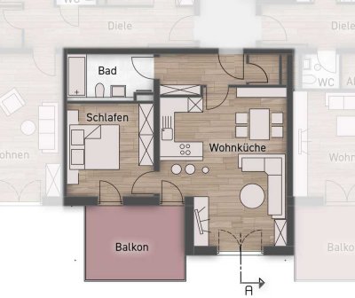 beziehbar Herbst 25 ! exklusive 2-Zimmer-Wohnung, 2. OG mit überd. Balkon