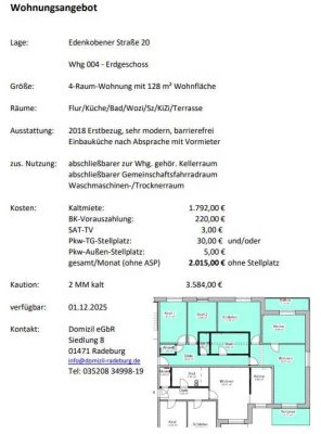 4 Raumwohnung (128 m²) mit Balkon + Terrasse
