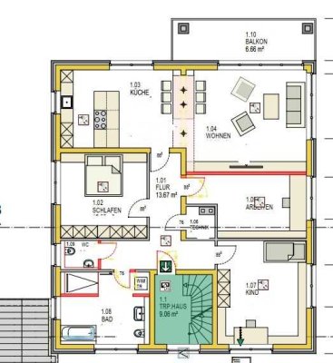 Obergeschoss-Wohnung mit großem Süd-Balkon