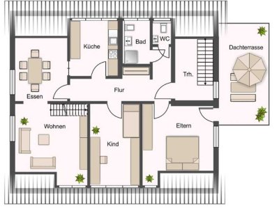 Attraktive 4 Zimmer Wohnung mit Dachterrasse in ruhiger Lage von Weissach