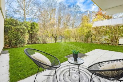 Sonnige Garten-Wohnung in Bogenhausen: Frisch renoviert & bezugsfrei - TG-Stellplatz / Fernwärme