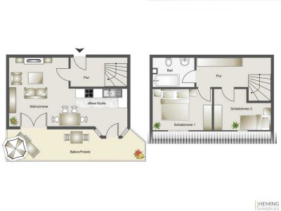 HEMING-IMMOBILIEN -  hübsche Maissonette mit Balkon - Selbstbezug oder Kapitalanlage