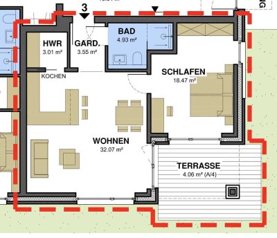 Erstbezug: Moderne 2-Zimmer-Wohnung mit Terrasse
