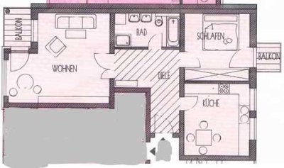 Helle 2-Zimmer-Wohnung mit 2 Balkonen und Einbauküche in Burghausen
