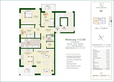 Komfortbau, 4 Jahre, Niedrigenergiehaus, 4 ZKB, Gäste WC, 2 Balkone, Aufzug, Tiefgarage