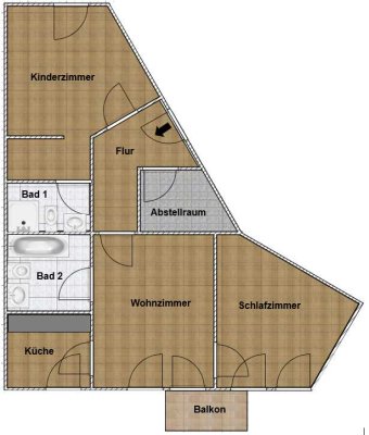 3-Zimmer Wohnung mit EBK und Balkon
