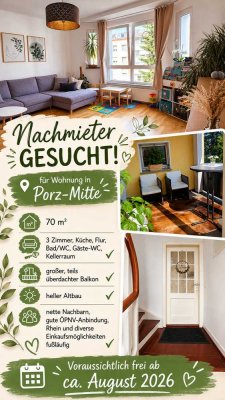 Nachmieter für helle 3-Zimmer-Wohnung in Köln Porz-Mitte gesucht