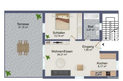 Stilvolle 2-Zimmer-Penthouse Wohnung in Offenbach am Main Bieber Neu Bau Gebiet für Kleine Familie